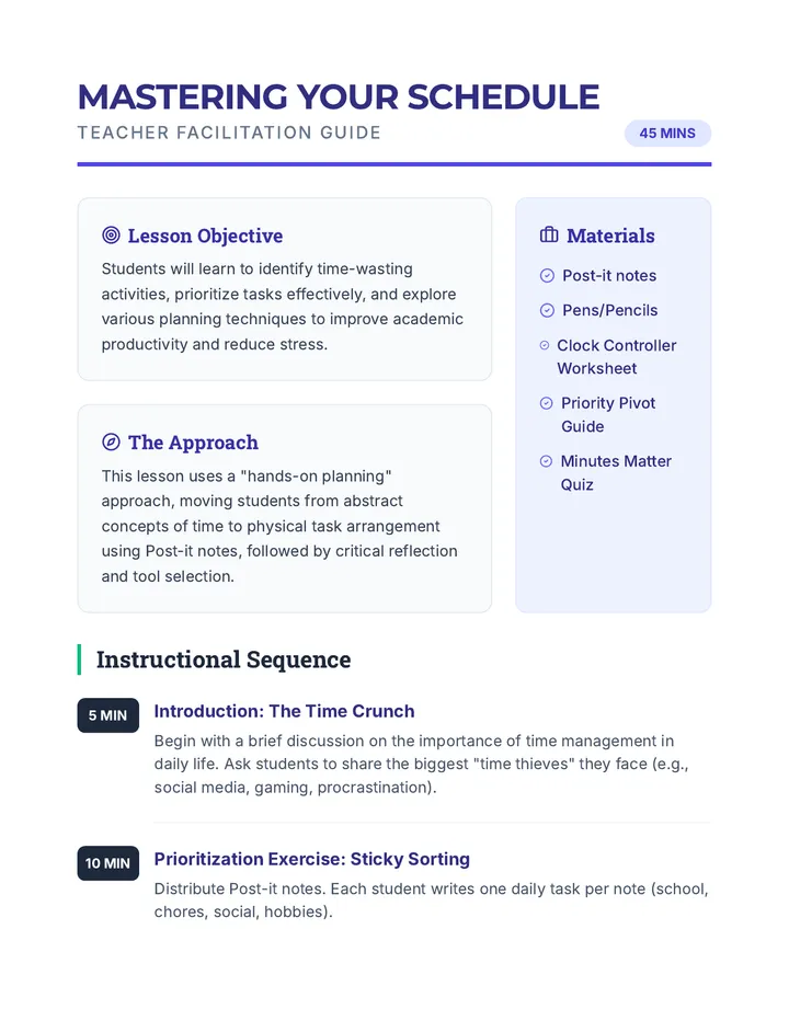 Mastering Your Schedule Lesson Plan