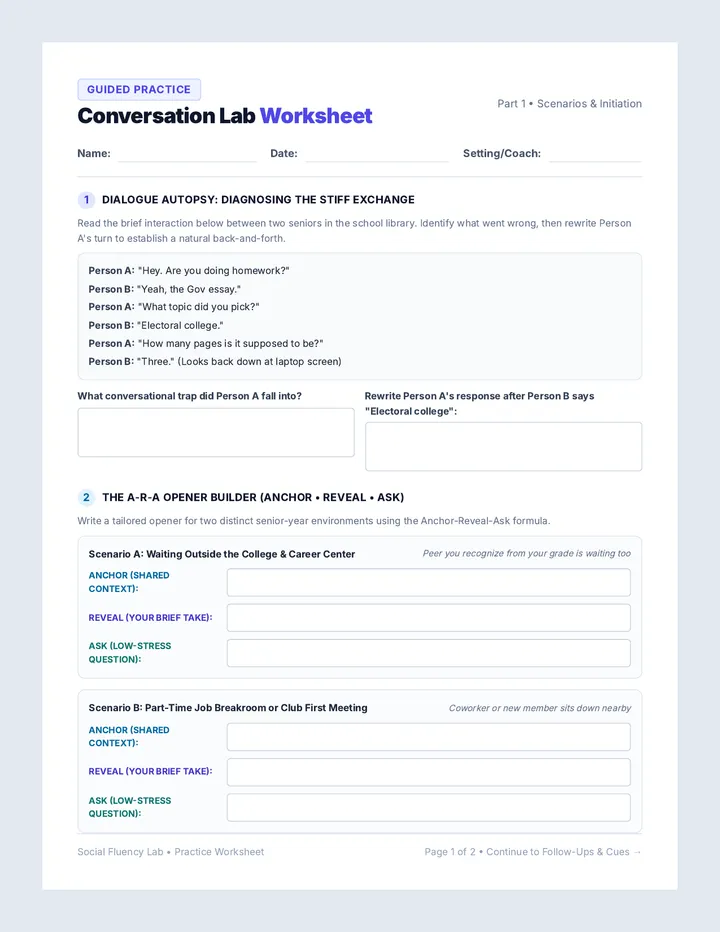 Conversation Lab Practice Worksheet
