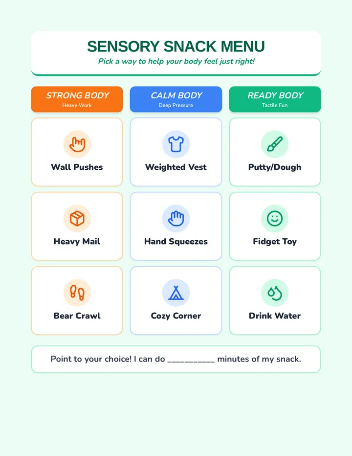 Sensory Snack Menu