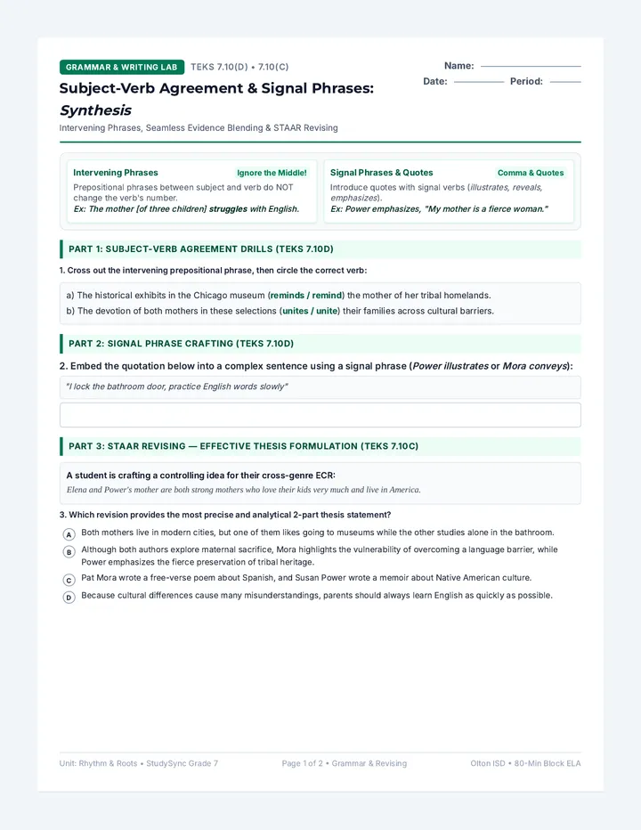 Synthesis Grammar Practice