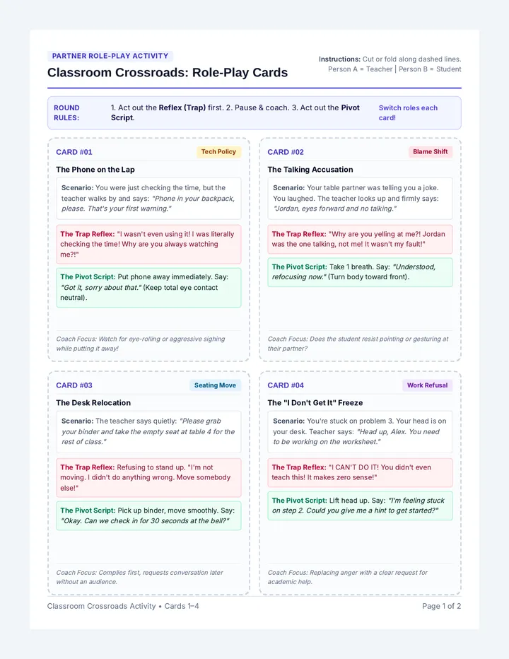 Classroom Crossroads Activity Cards