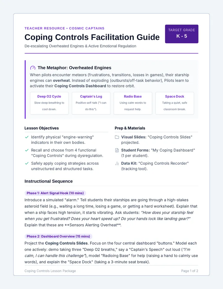 Coping Controls Teacher Guide
