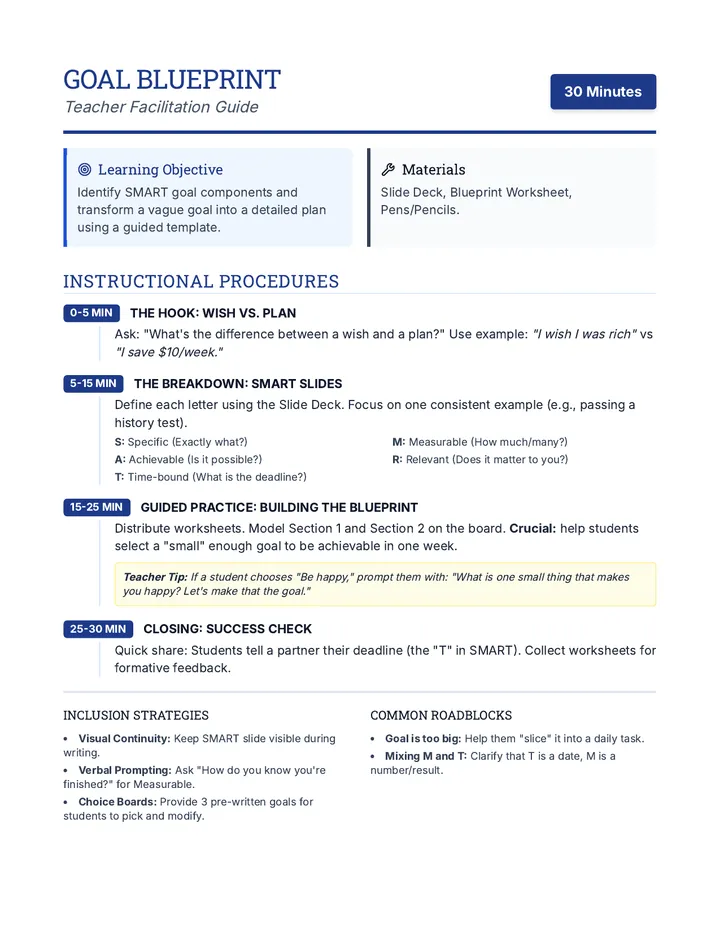 Goal Blueprint Facilitator Guide