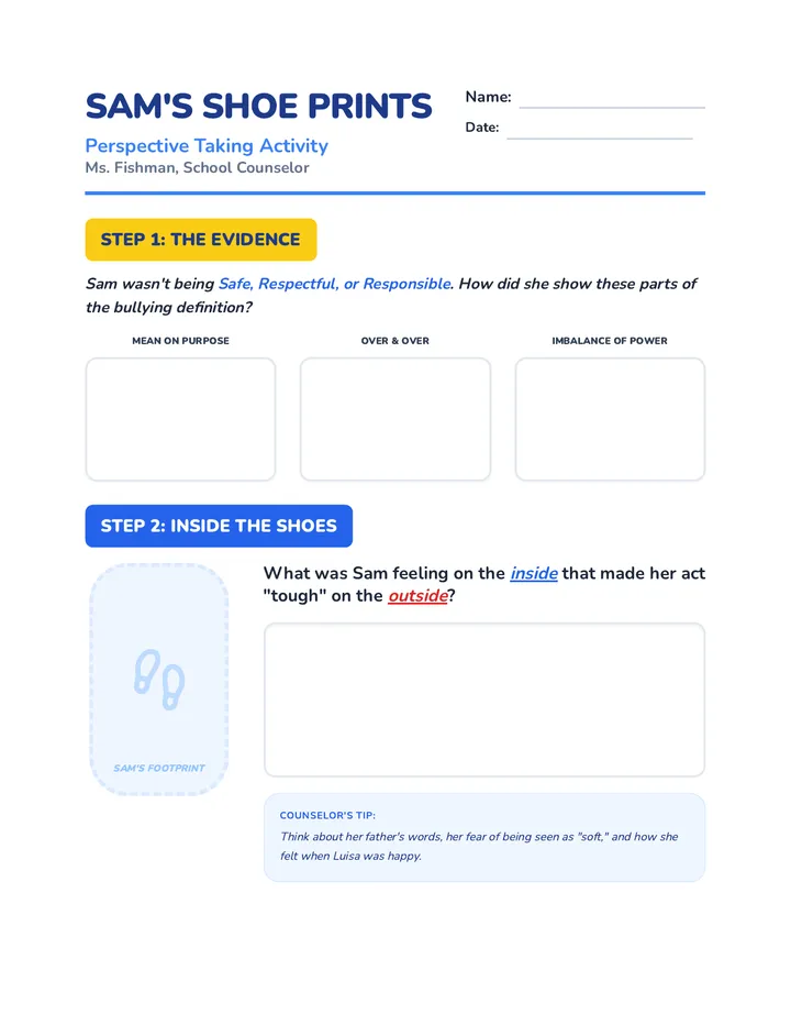 Sam Shoe Prints Worksheet