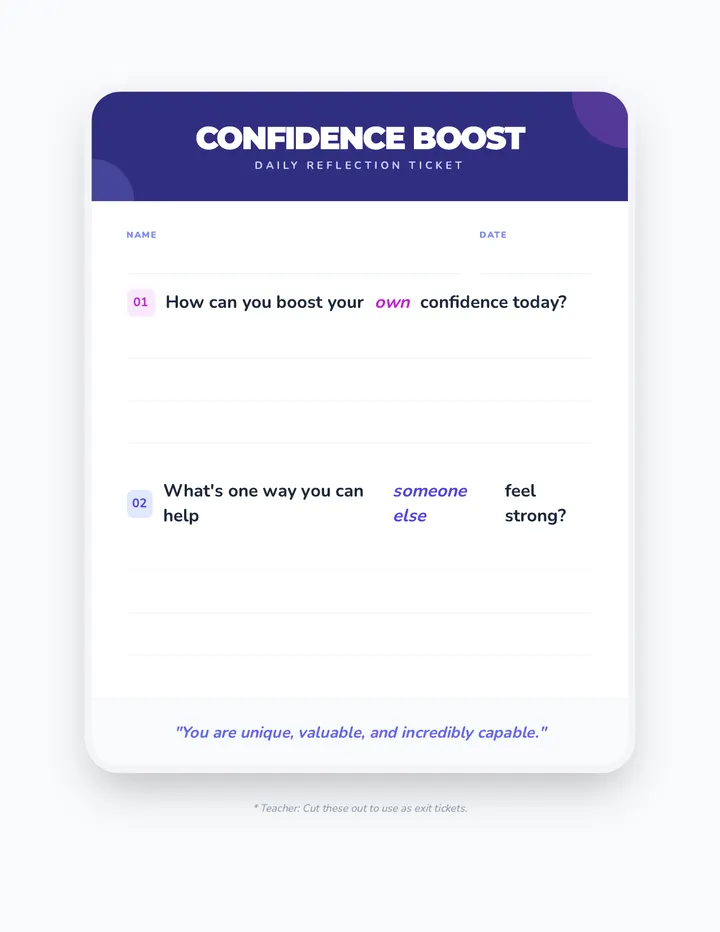 Confidence Boost Exit Ticket