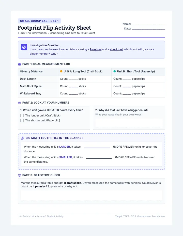 Footprint Flip Activity Sheet
