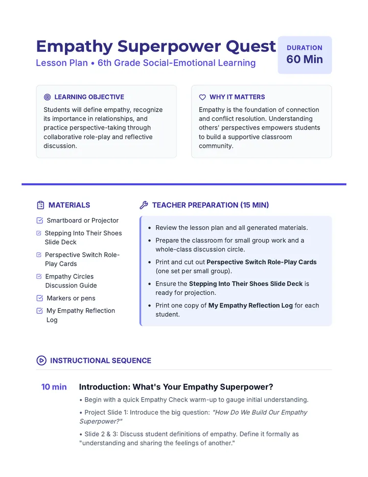 Empathy Superpower Lesson Plan