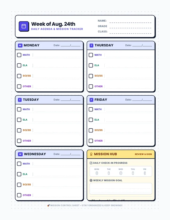 Launchpad Weekly Agenda Worksheet