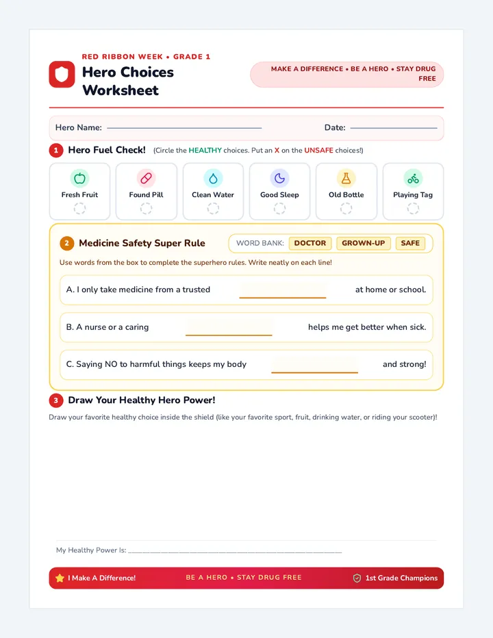 Hero Choices Worksheet