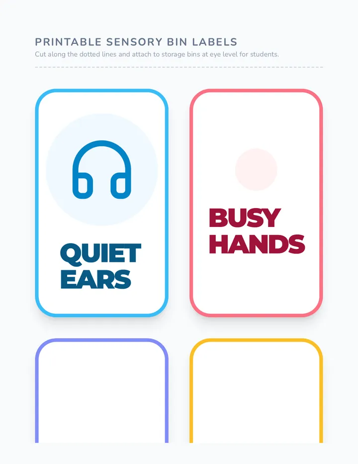 Sensory Bin Labels