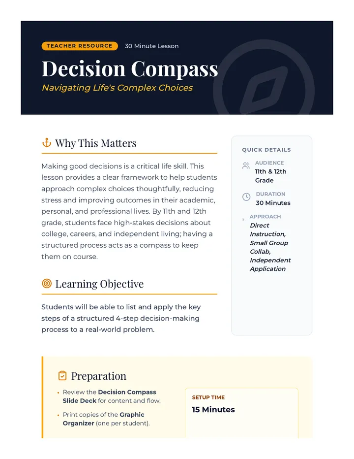 Decision Compass Lesson Plan