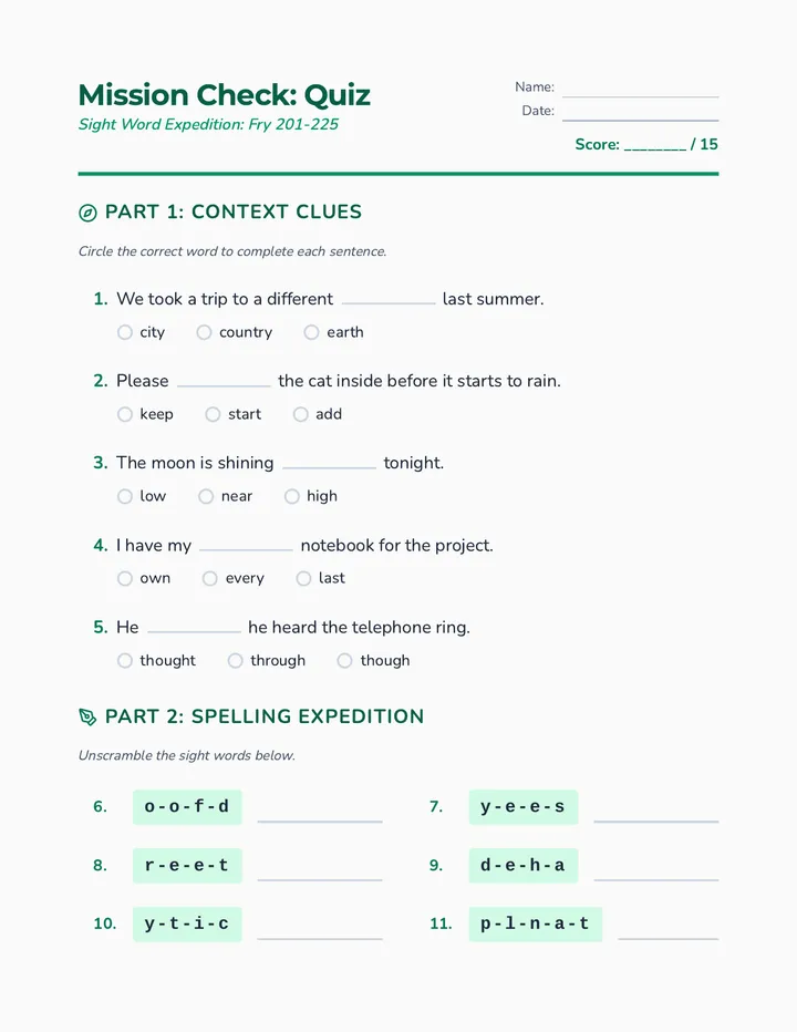 Word Expedition Quiz