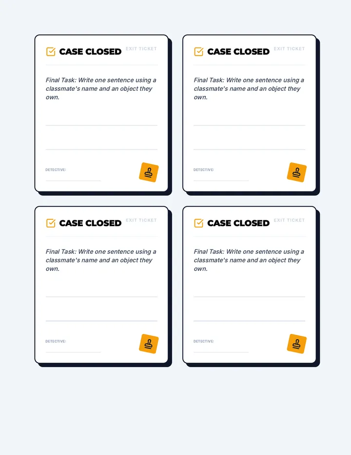 Case Closed Exit Ticket