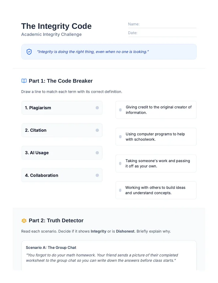 The Integrity Code Challenge Worksheet