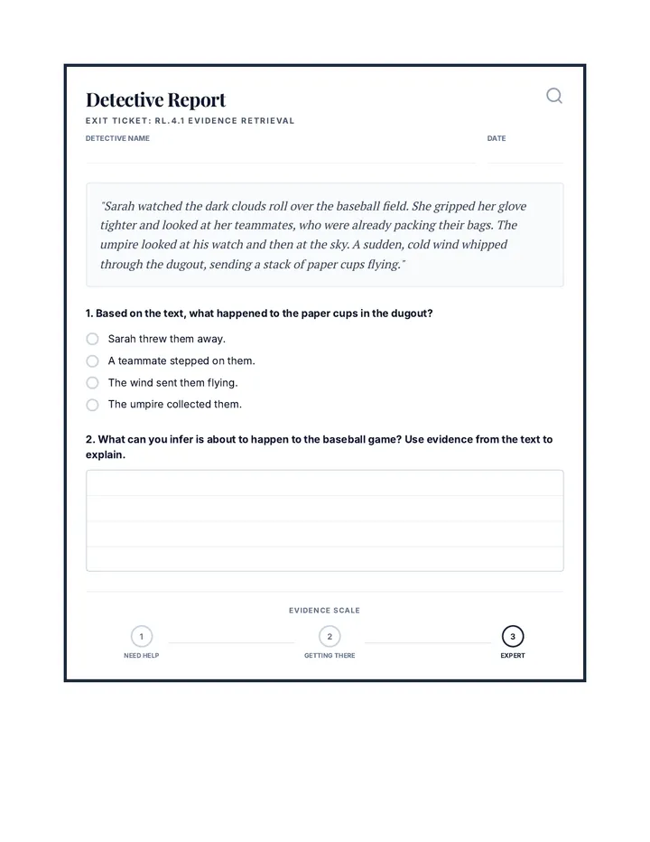 Text Evidence Exit Ticket