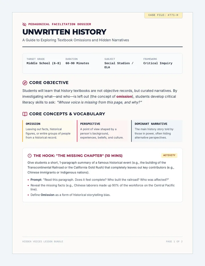 Unwritten History Teacher Guide