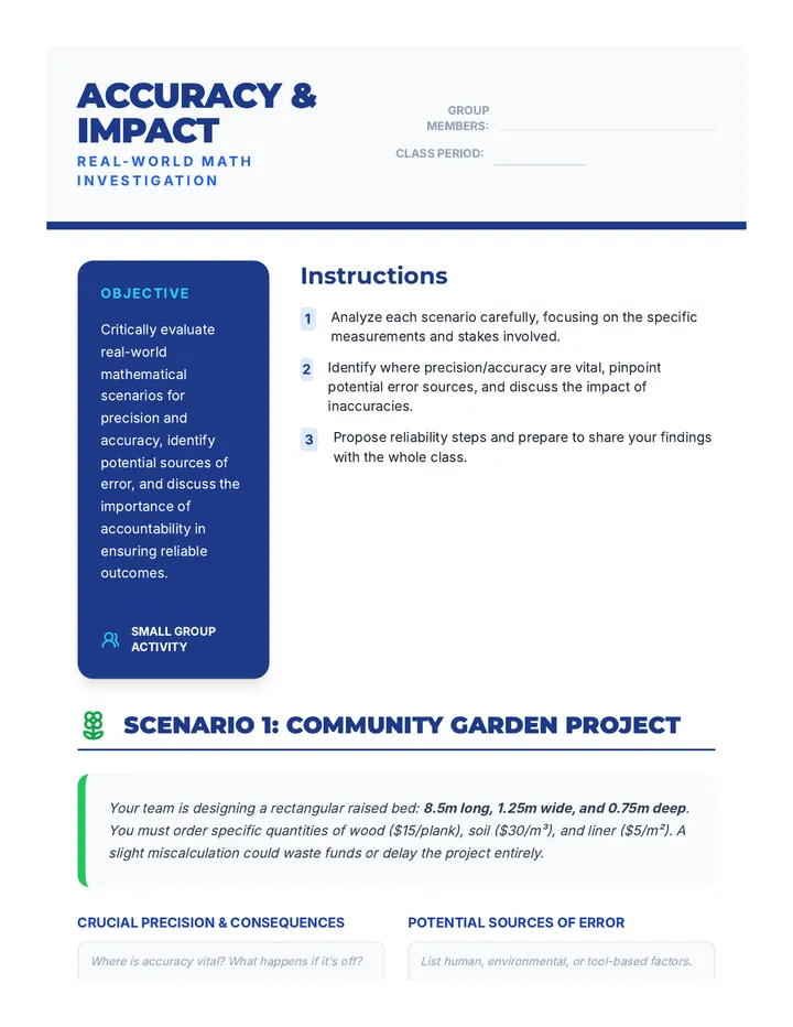 Accuracy Impact Activity Worksheet