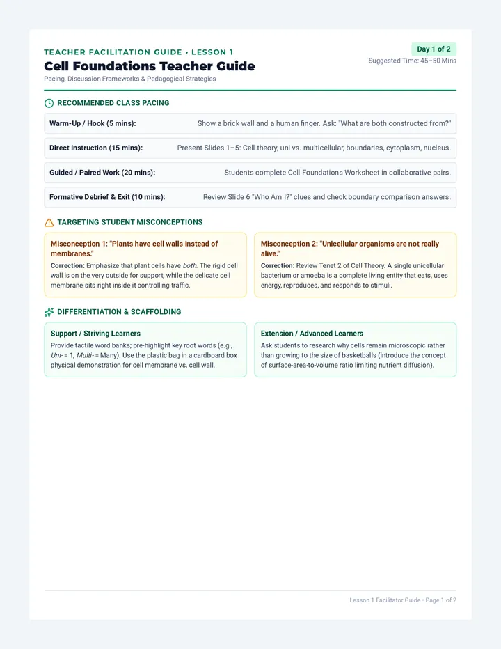 Cell Foundations Teacher Guide