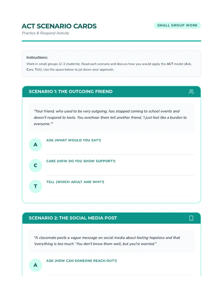 ACT Scenario Cards Activity