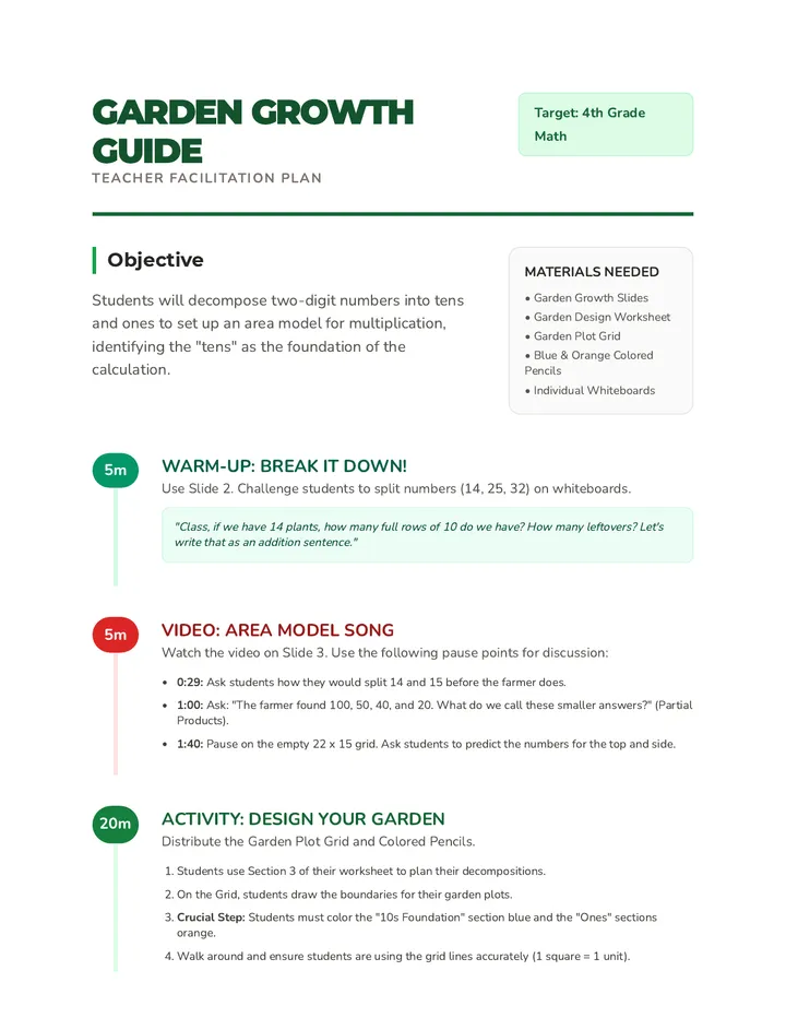 Garden Growth Teacher Guide
