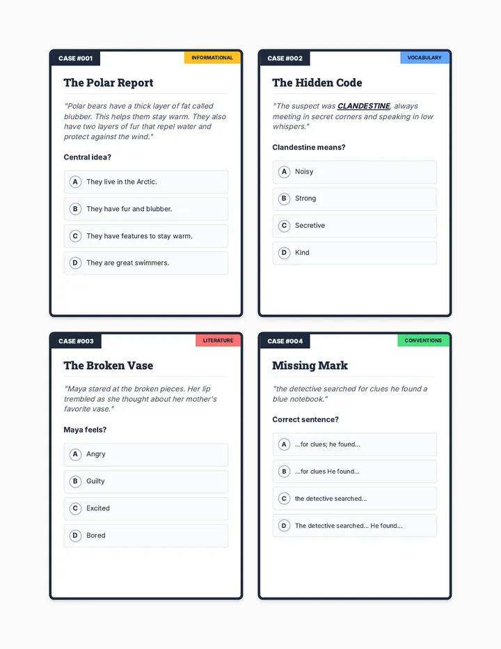 Literary Detective Task Cards