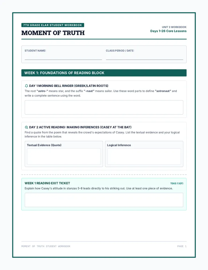 Student Workbook Booklet