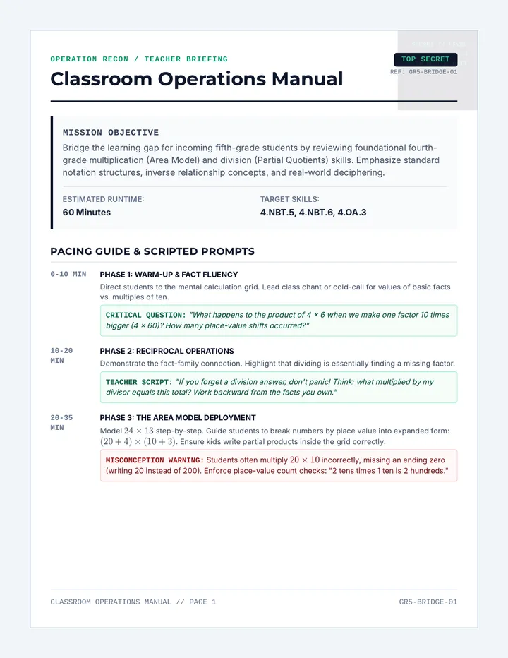 Operation Recon Teacher Guide
