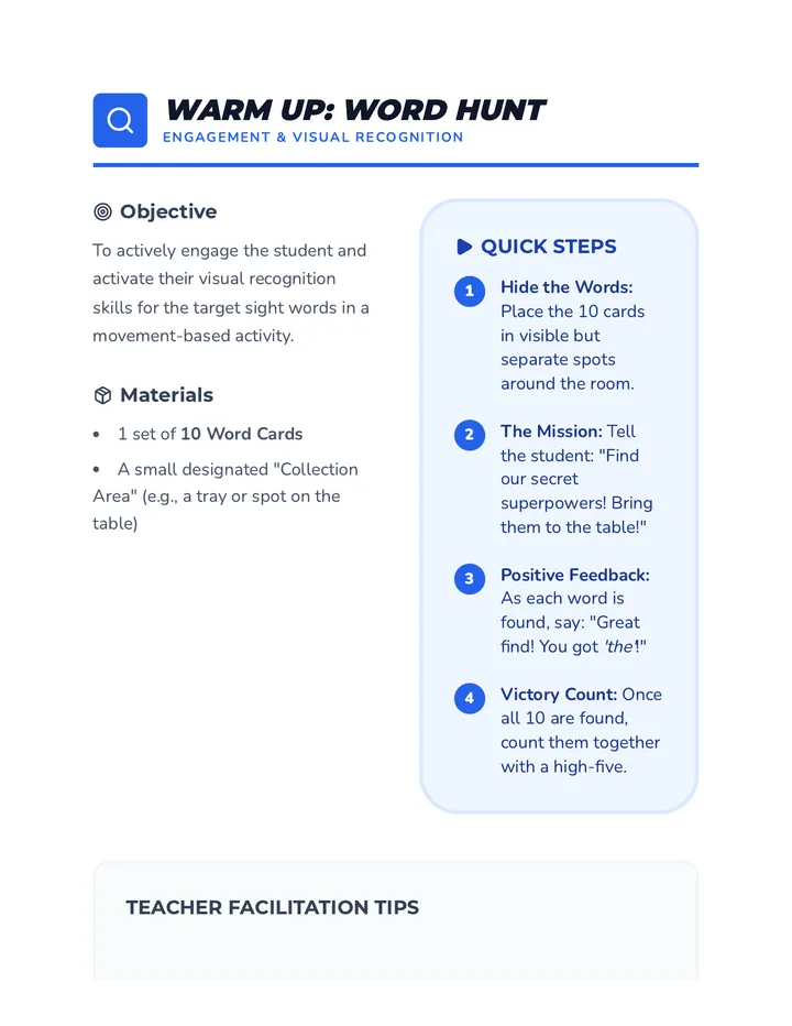 Word Hunt Activity Guide