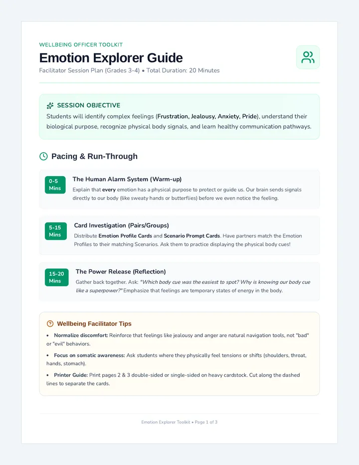 Emotion Explorer Discussion Cards page 1