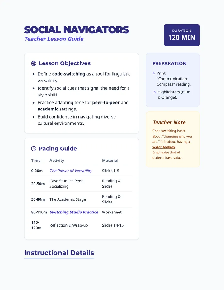 Social Navigators Teacher Guide