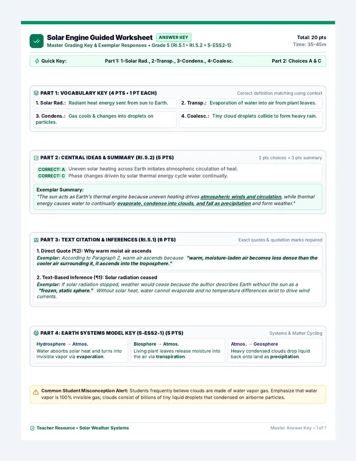 Solar Engine Answer Key
