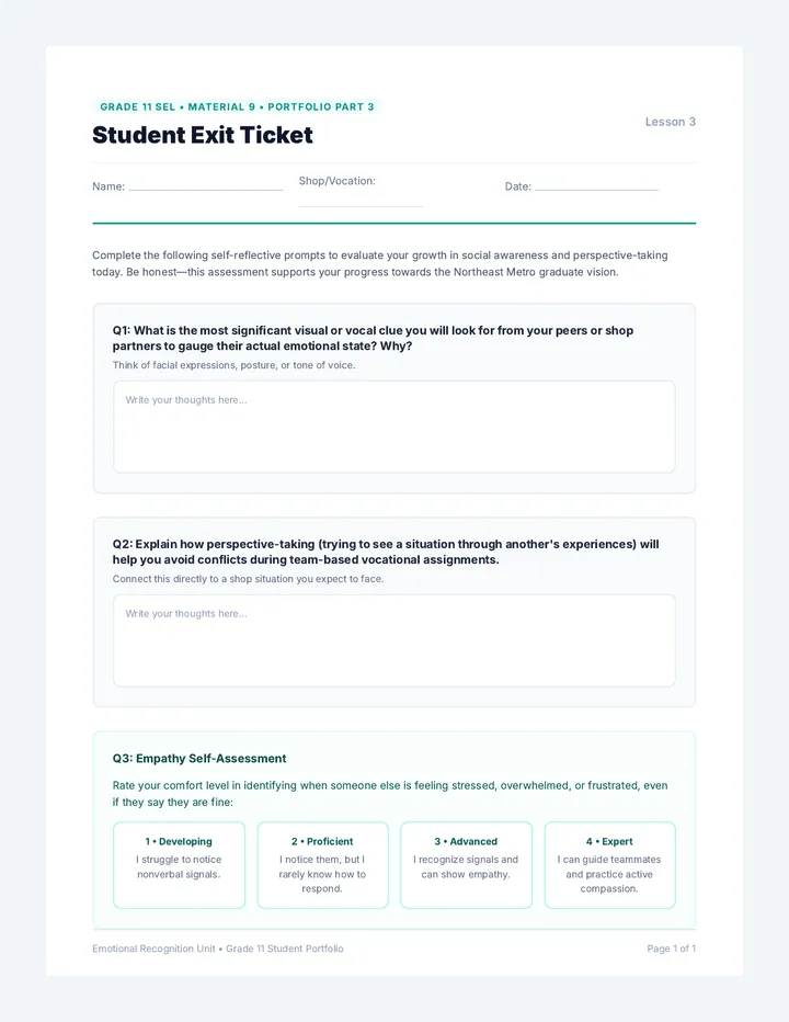Understanding Others Exit Ticket