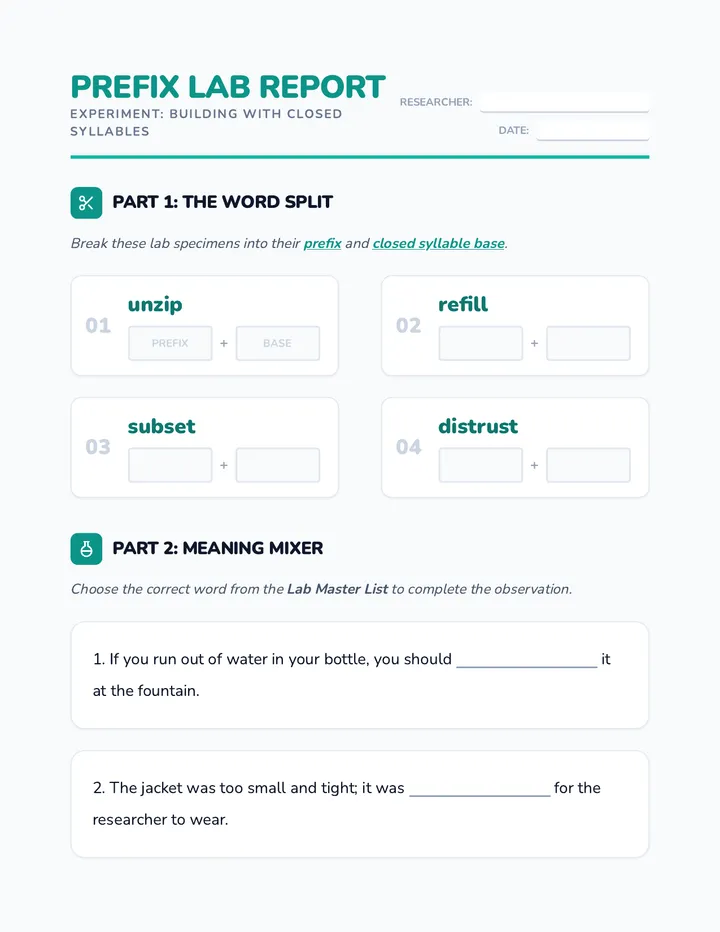 Prefix Lab Report Worksheet
