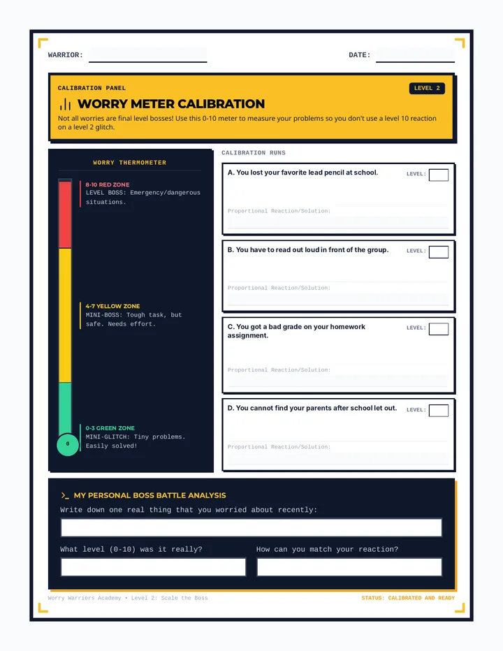 Worry Meter Worksheet