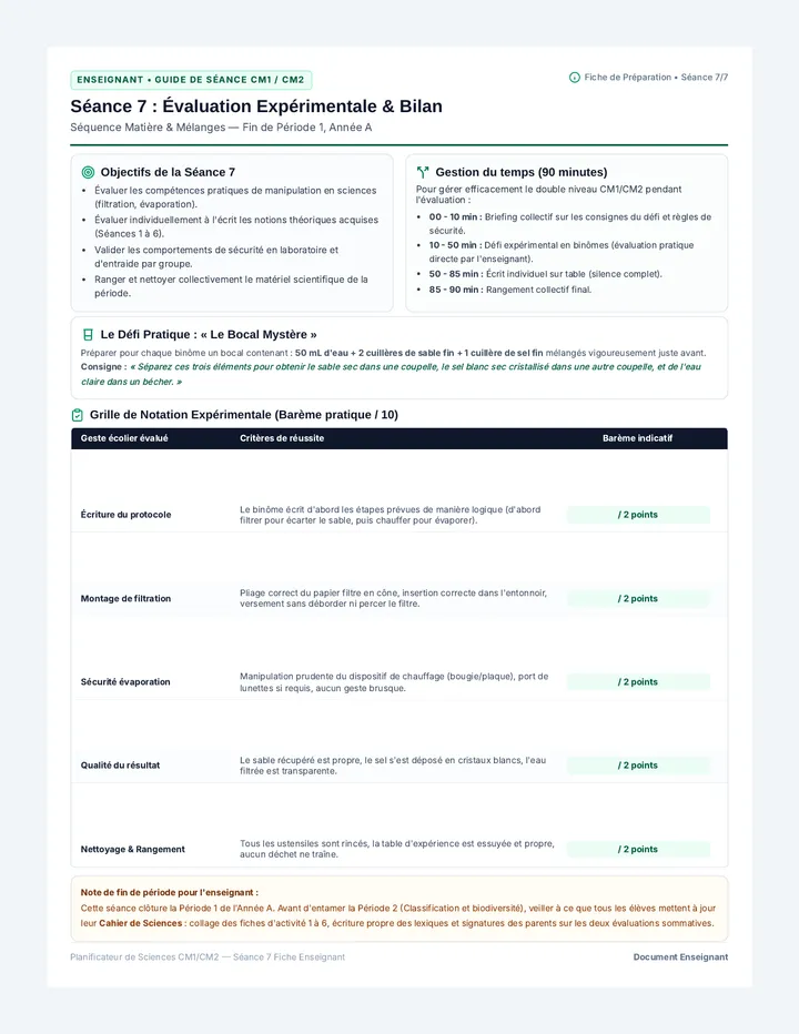 Évaluation Bilan Fiche Enseignant