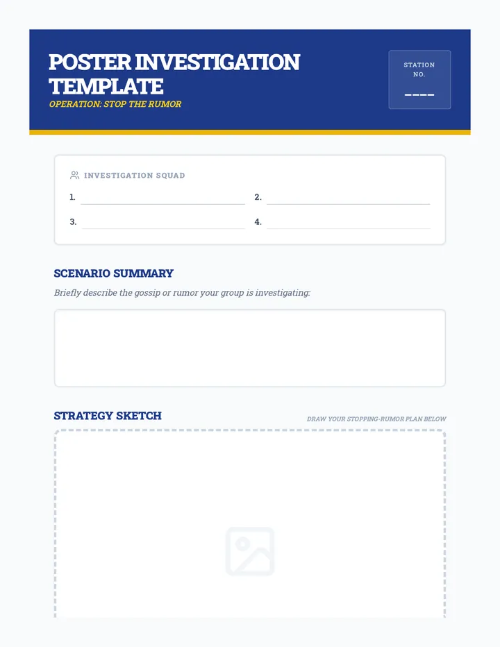Stop the Rumor Poster Template Worksheet