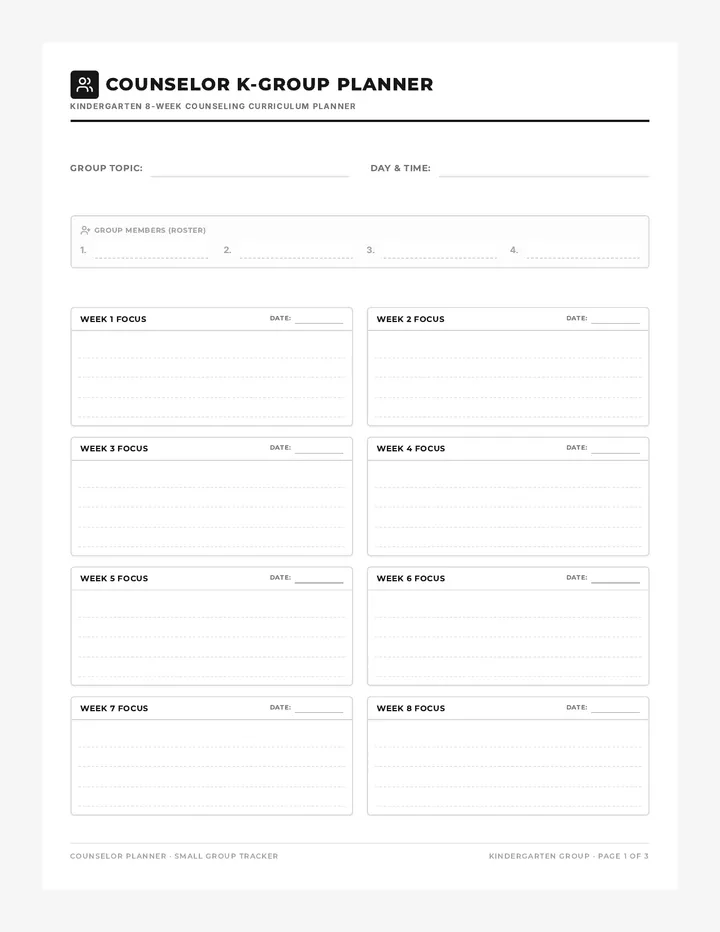 Small Group Weekly Planner