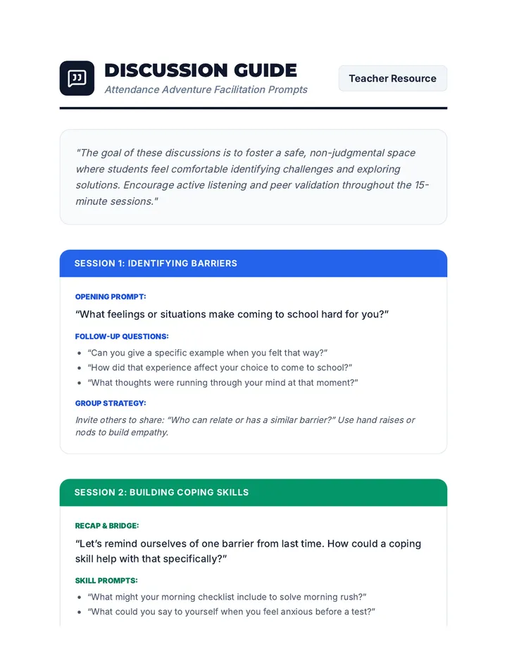 Attendance Adventure Discussion Guide
