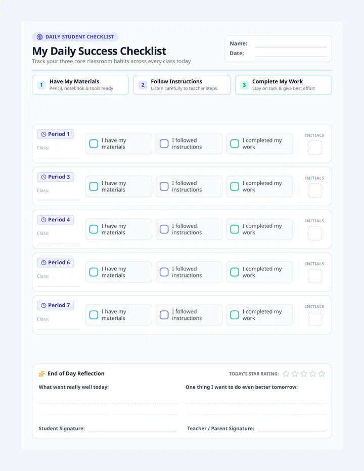 Daily Success Checklist