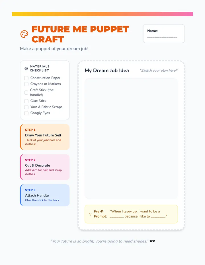 Future Me Puppet Craft Activity