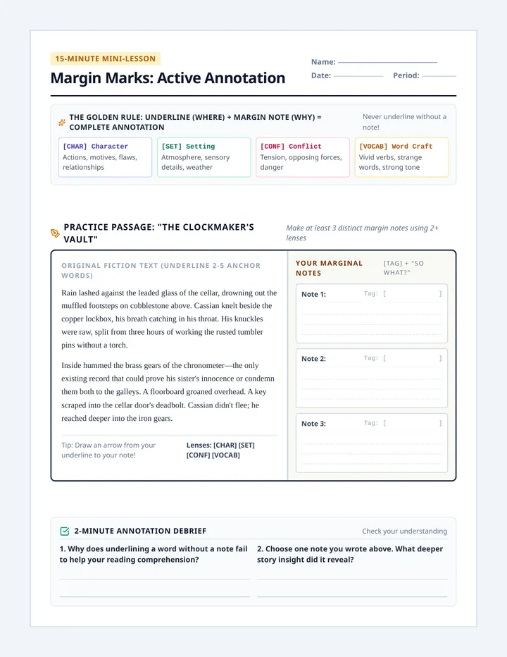 Margin Marks Practice Worksheet