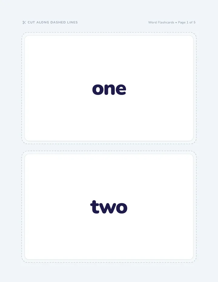 Number Word Flashcards