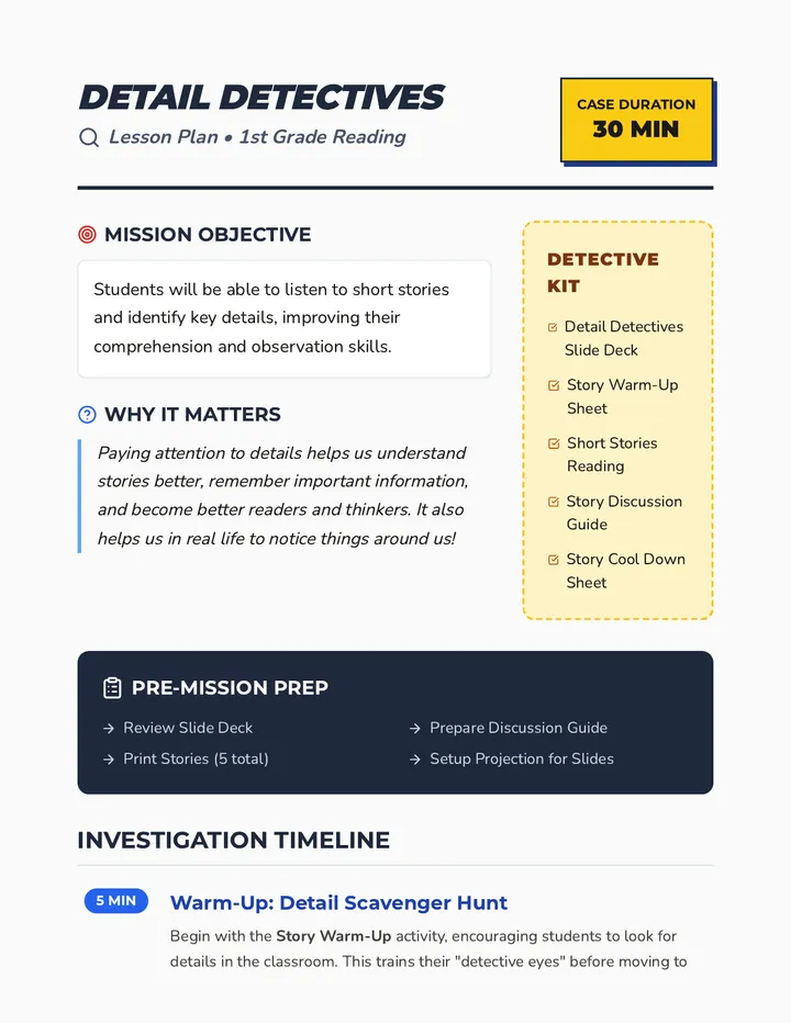Detail Detectives Lesson Plan
