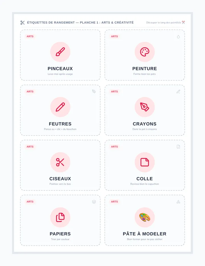 Étiquettes de Rangement Pratiques
