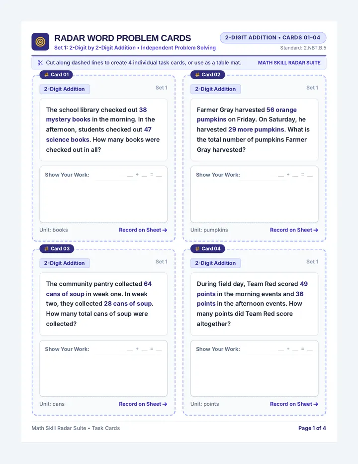 Radar Word Problem Cards