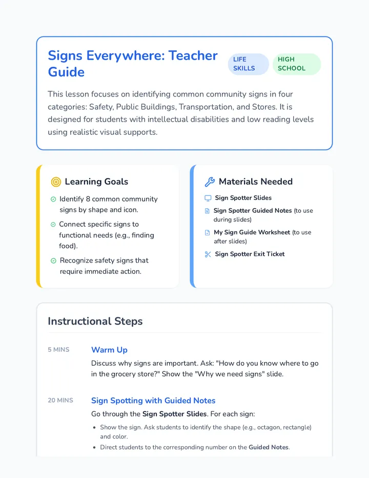 Signs Everywhere Teacher Guide