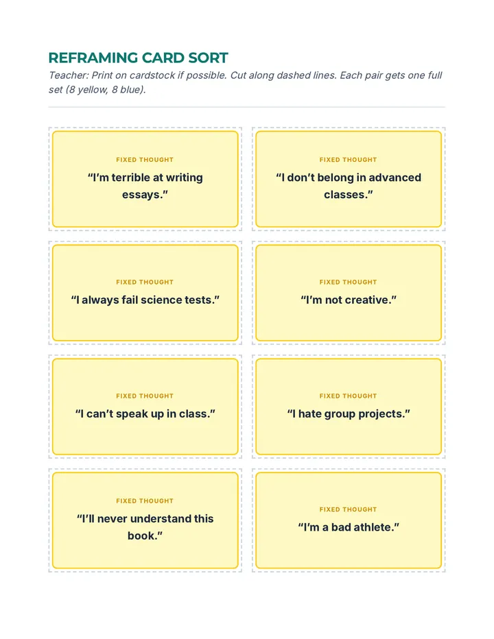 Reframing Card Sort Activity