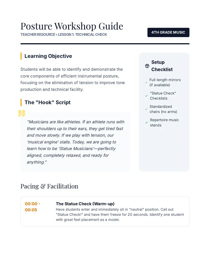 Posture Workshop Teacher Guide