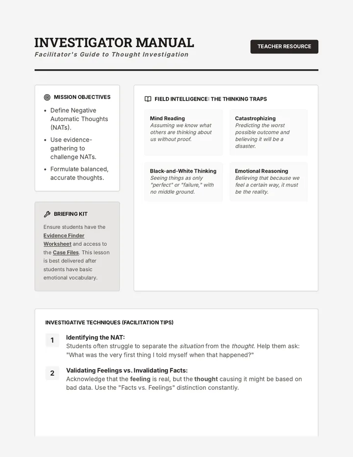 Investigator Manual Teacher Guide