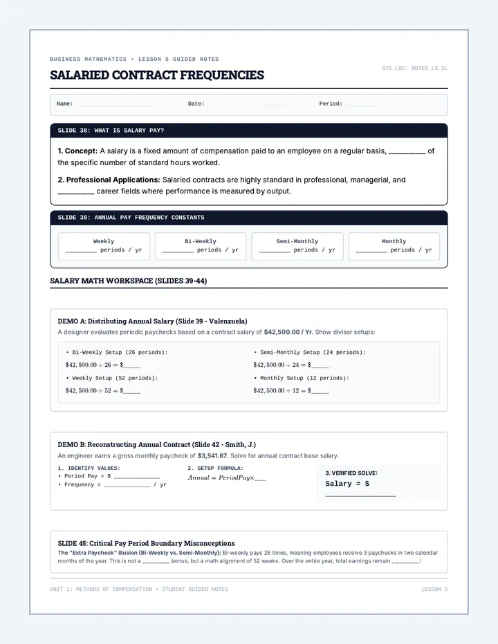 Salary Pay Guided Notes